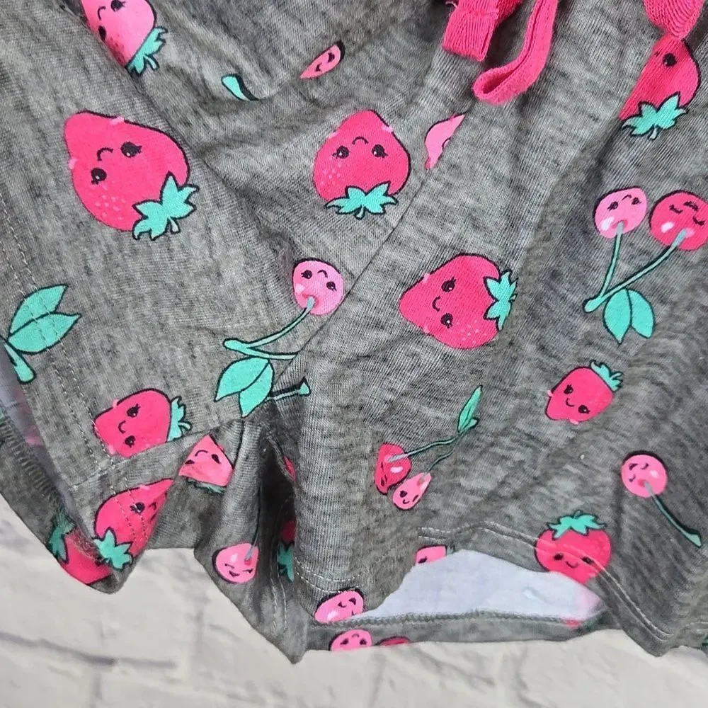 Justice Strawberry Pajama Romper Girls 6 7 Hooded Sleepwear Lounge One Piece Pjs